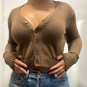 Brandy Melville Brown Cropped Cardigan